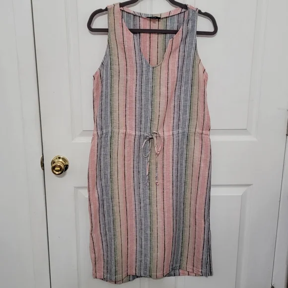 Drew Dresses | Drew Ainsley Dobby Striped Linen Blend Dress | Color: Blue/Pink | Size: M | Goofyangel00's Closet